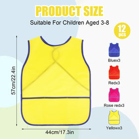 Guiqulai kids art smock yellow pocket keeps brushes close during crafts.