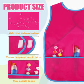 Guiqulai kids waterproof paint smock front view protects clothing.