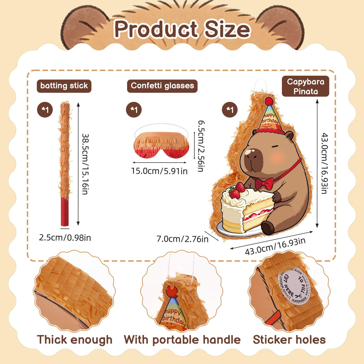 Guiqulai Pinata hitting stick and blindfold—classic party game setup that sparks fun and participation.