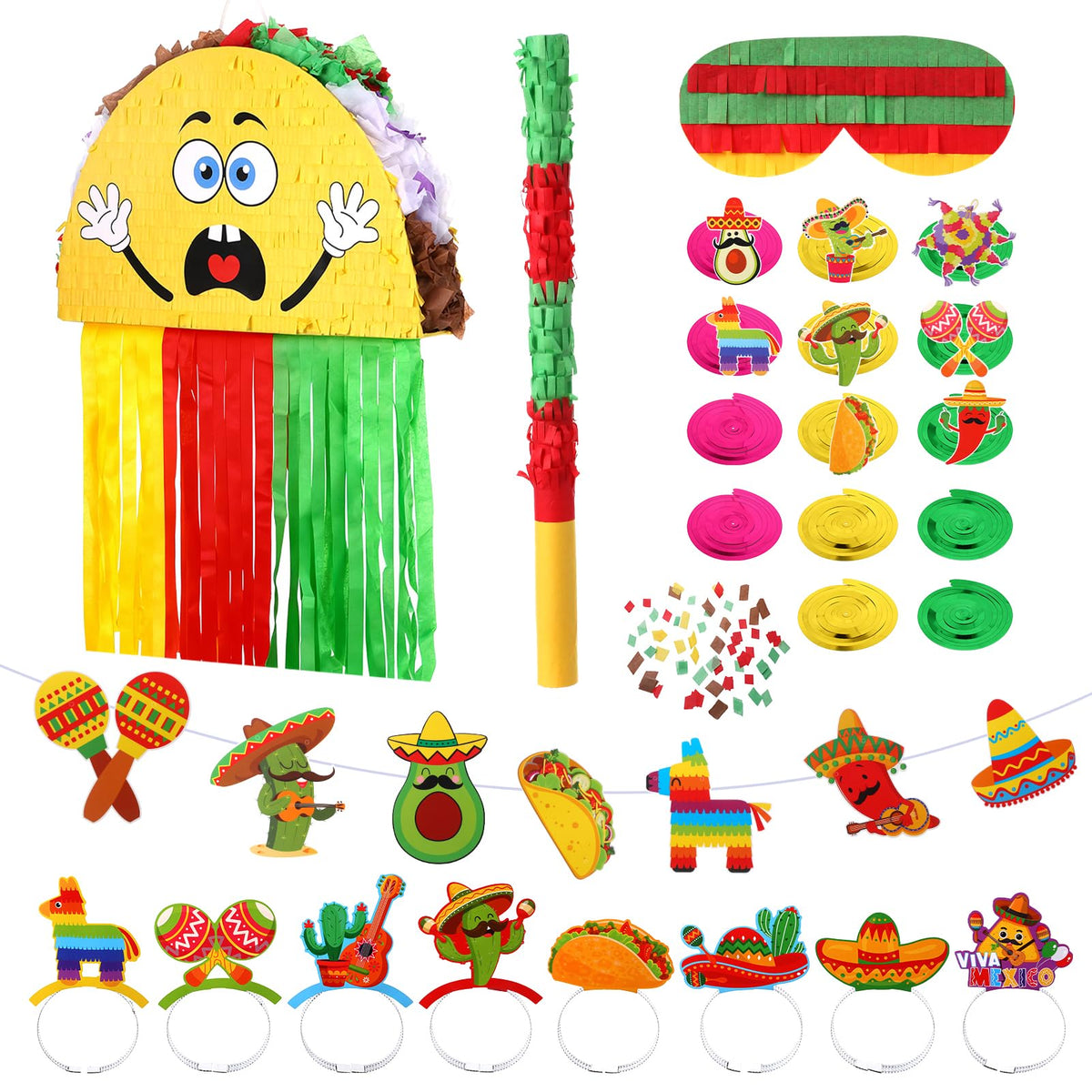 Guiqulai Taco Pinata Party Set centerpiece for festive Cinco de Mayo celebrations.