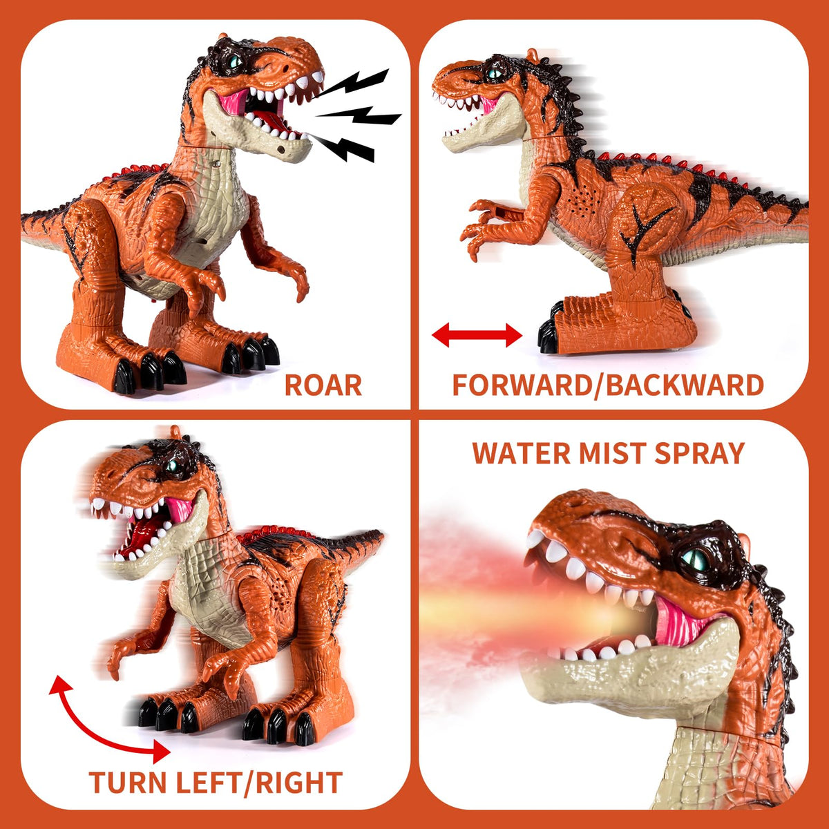 Guminnara RC Dino T-Rex LED mouth lights up nighttime play.