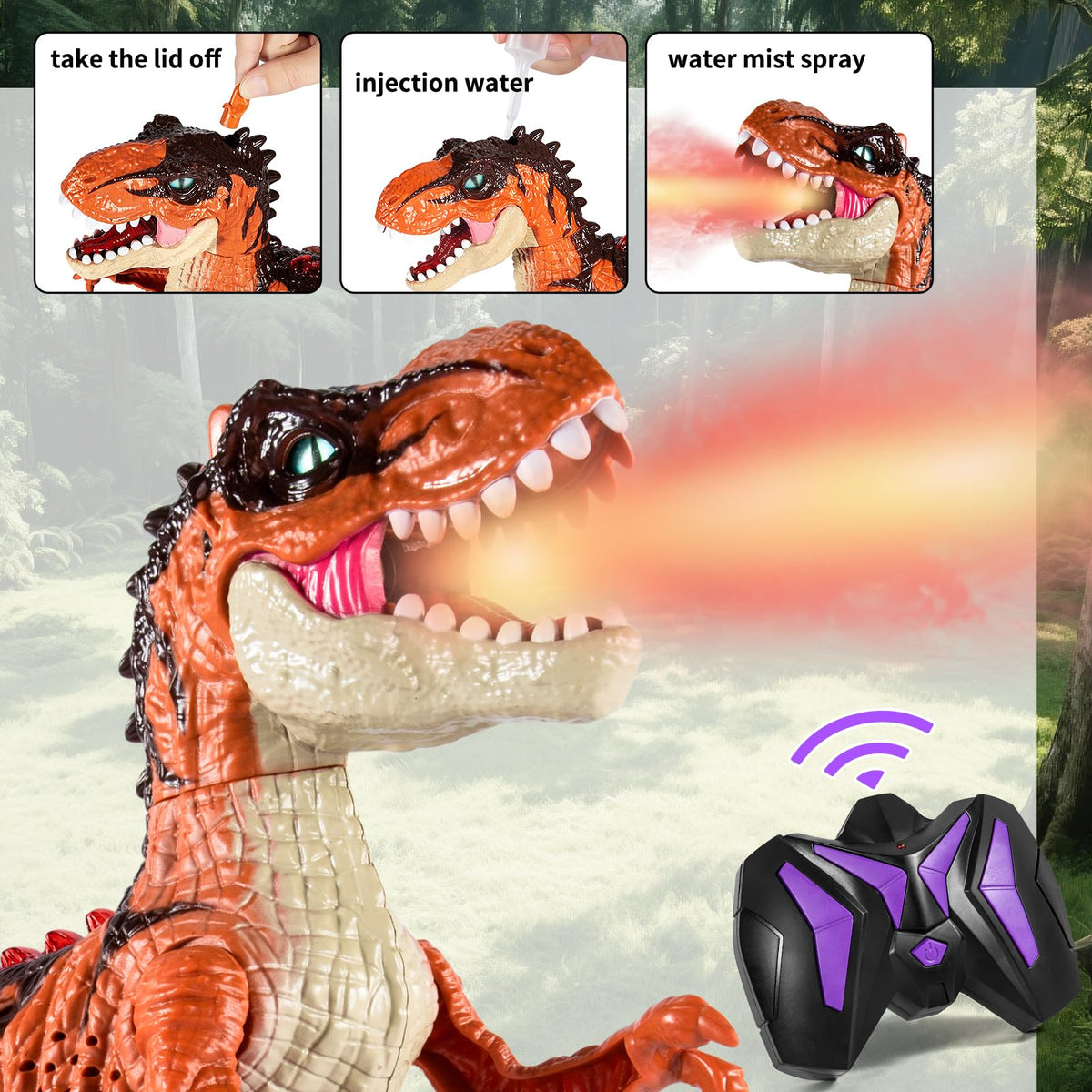 Guminnara RC Dino T-Rex roar sounds boost action-packed adventures.