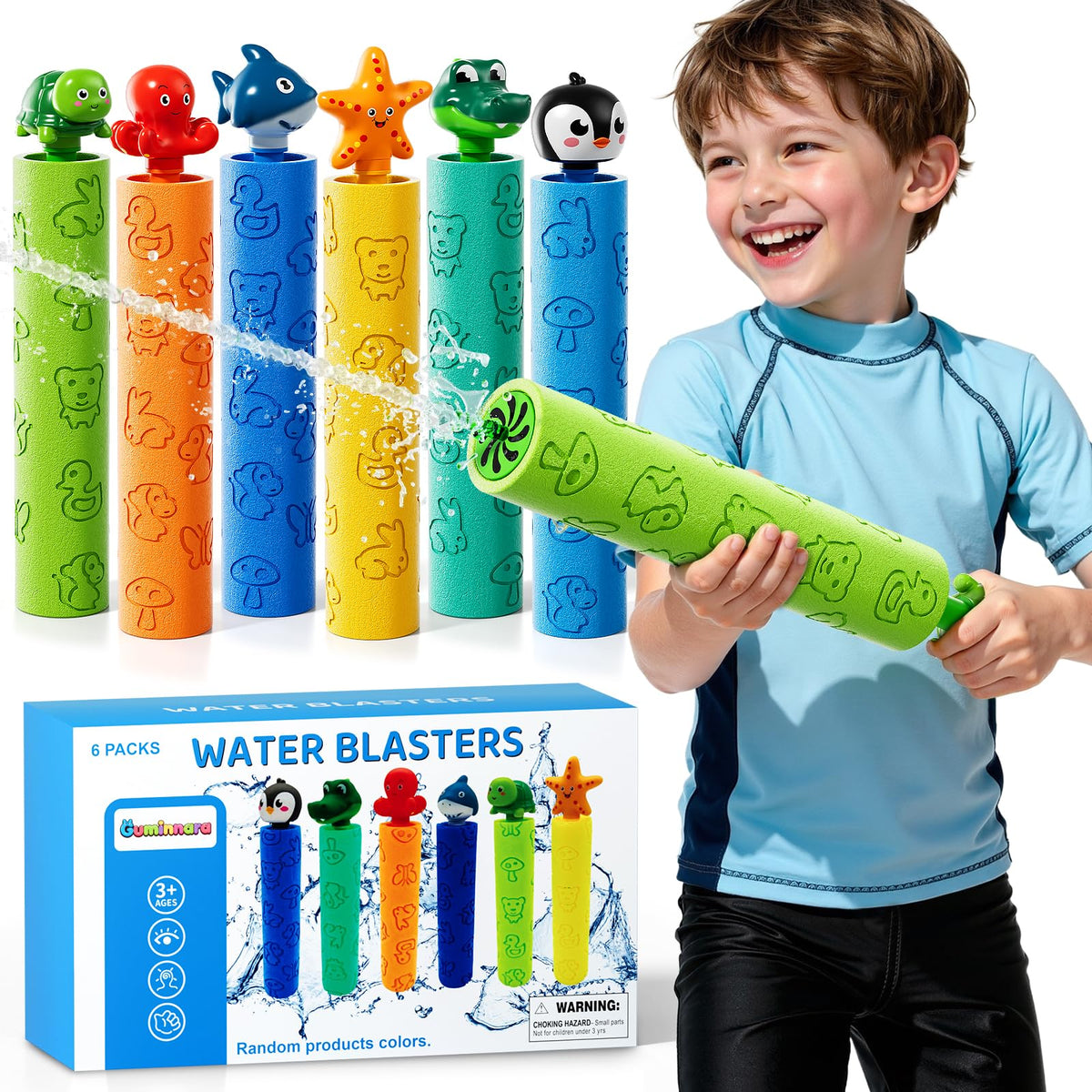 Guminnara Toddler 6-Pack with animal handles arranged for backyard play.
