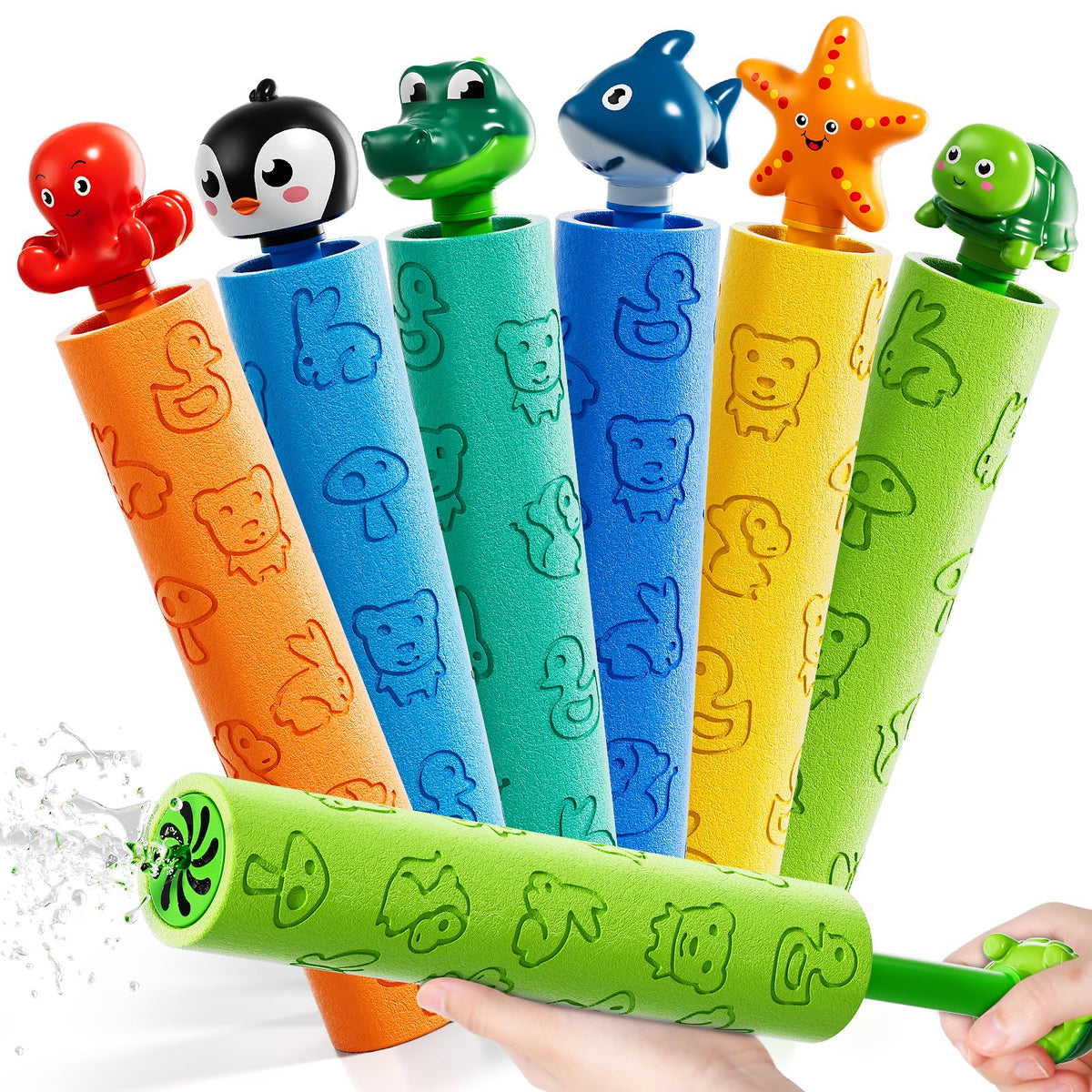 Guminnara shark-handle foam water gun for immersive outdoor fun.