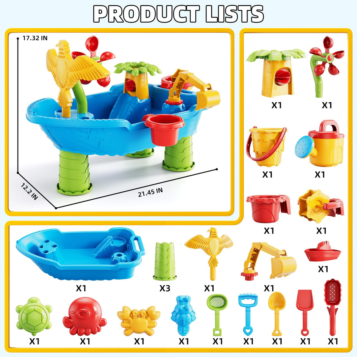 Guminnara water table with beach accessories ready for play.