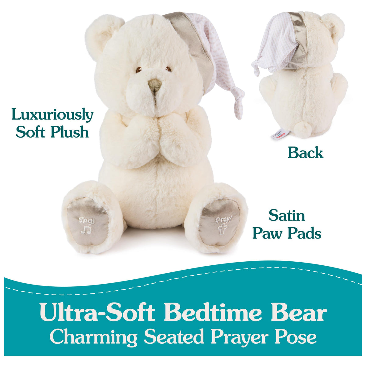 GUND animated-prayer-mode bear activates prayers with a press of the paw.