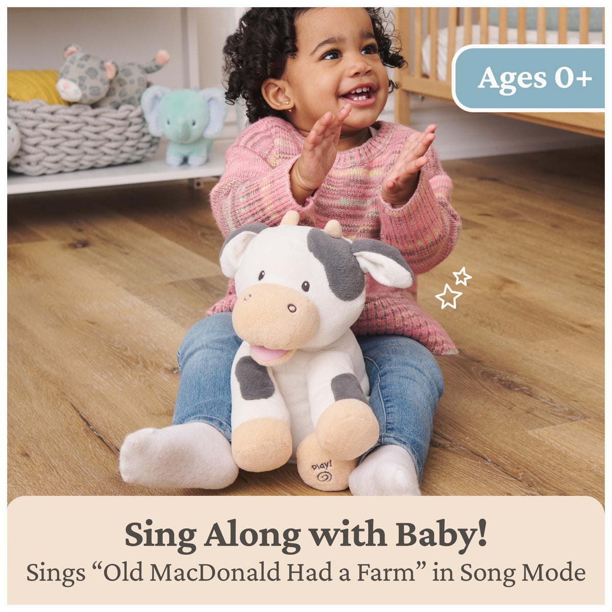 GUND Buttermilk's ears wiggle while singing, adding visual rhythm.