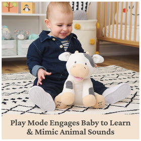 GUND Buttermilk in Play Mode teaches animal sounds with mouth and ear movement.