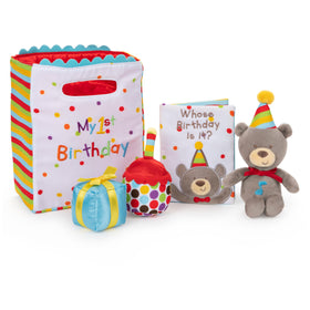 GUND Baby first birthday singing bear plush for interactive play and soothing sounds.