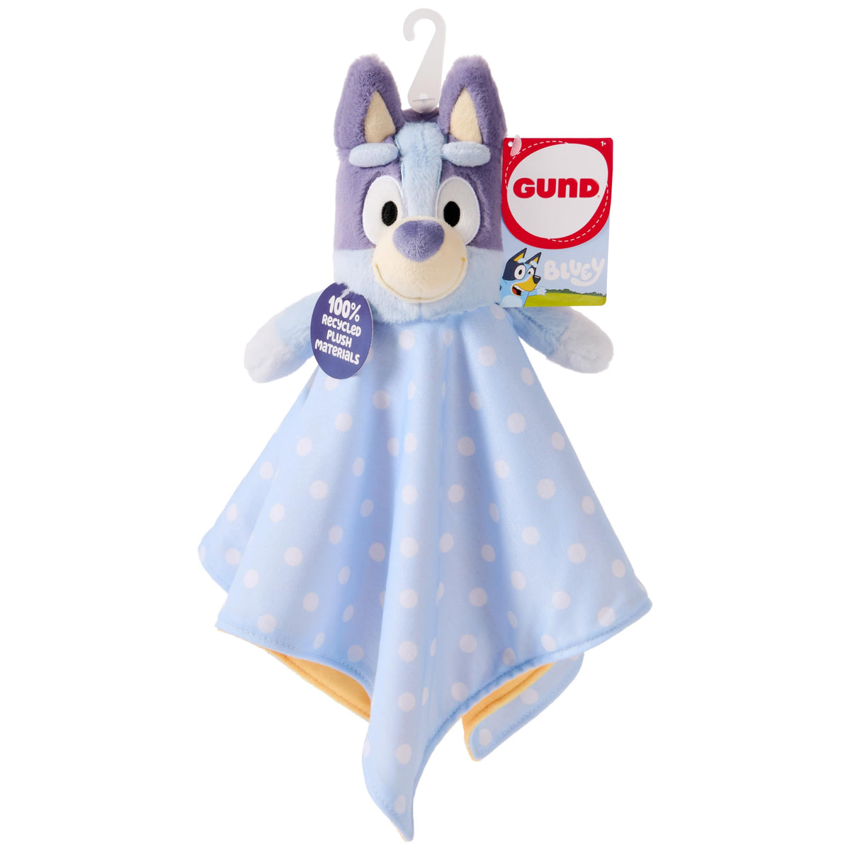 GUND Bluey Sustainably Soft Lovey 13-inch cuddle companion for on-the-go comfort.