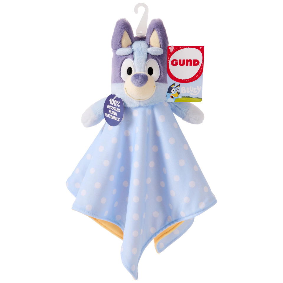 GUND Bluey Sustainably Soft Lovey 13-inch cuddle companion for on-the-go comfort.