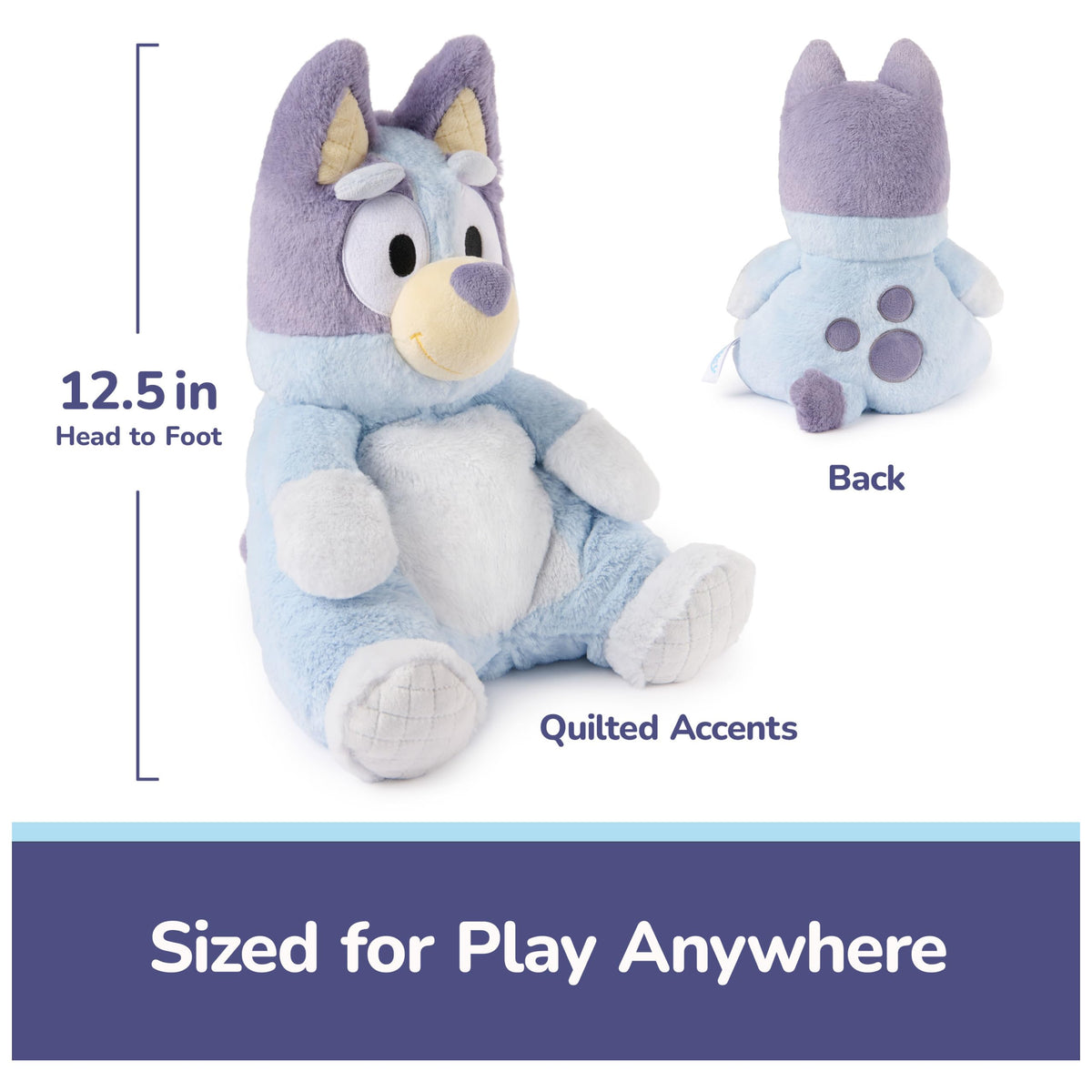 GUND Bluey understuffed plush for extra squish and hugs.