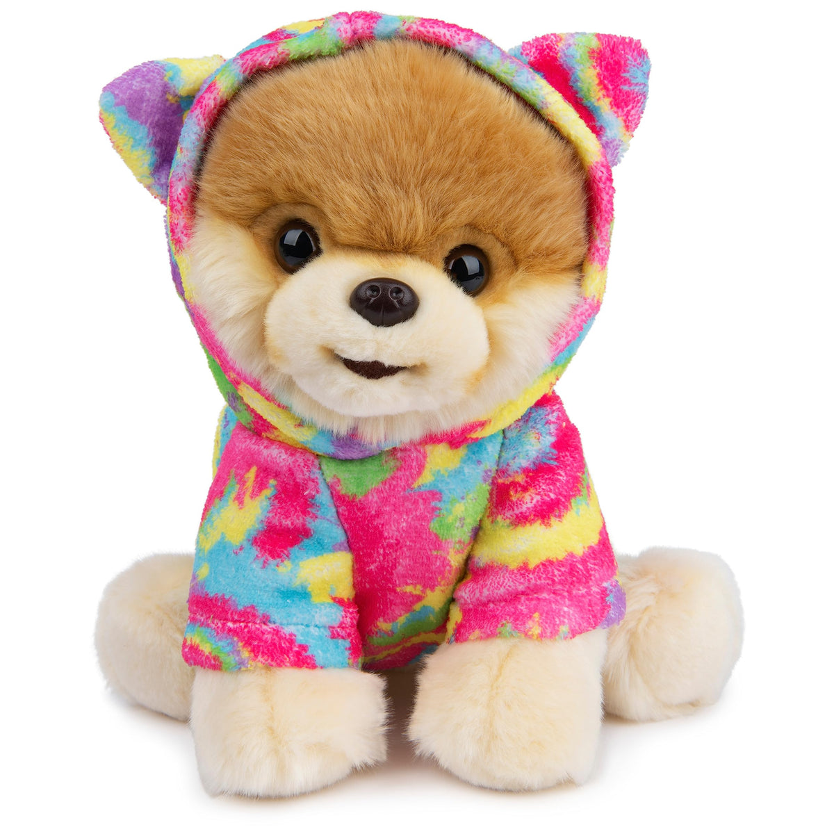 GUND Boo 9-inch rainbow hoodie plush dog; ultra-soft and cuddly.