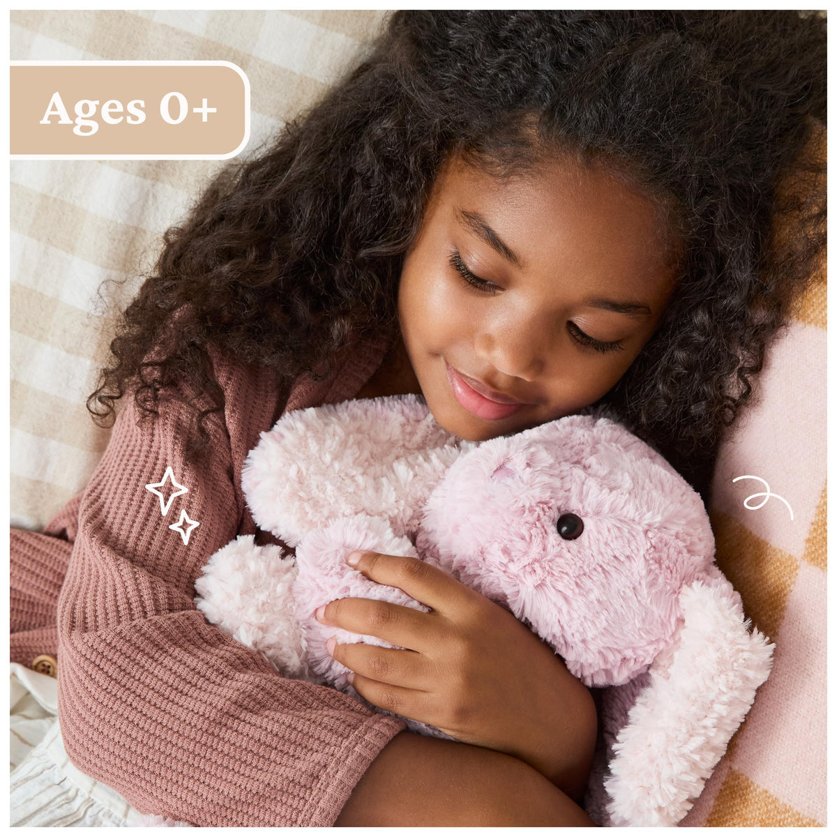 Safe for ages 0 and up, making it a versatile cozy companion.