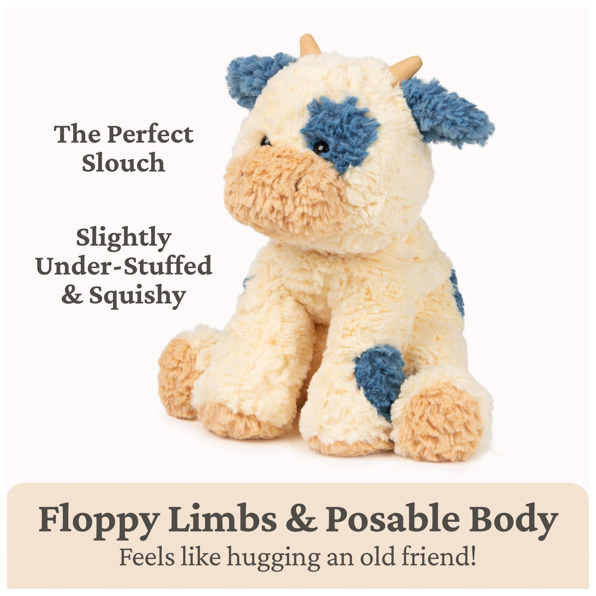 GUND Cozys Cow beige horns and floppy ears add charm during snuggle sessions.