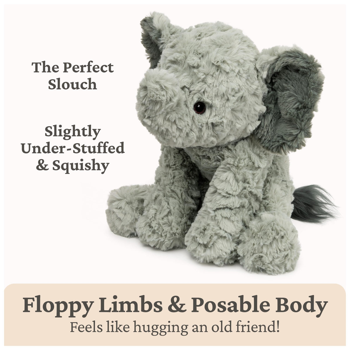 GUND Cozys Elephant body view, soft texture ideal for comforting moments.