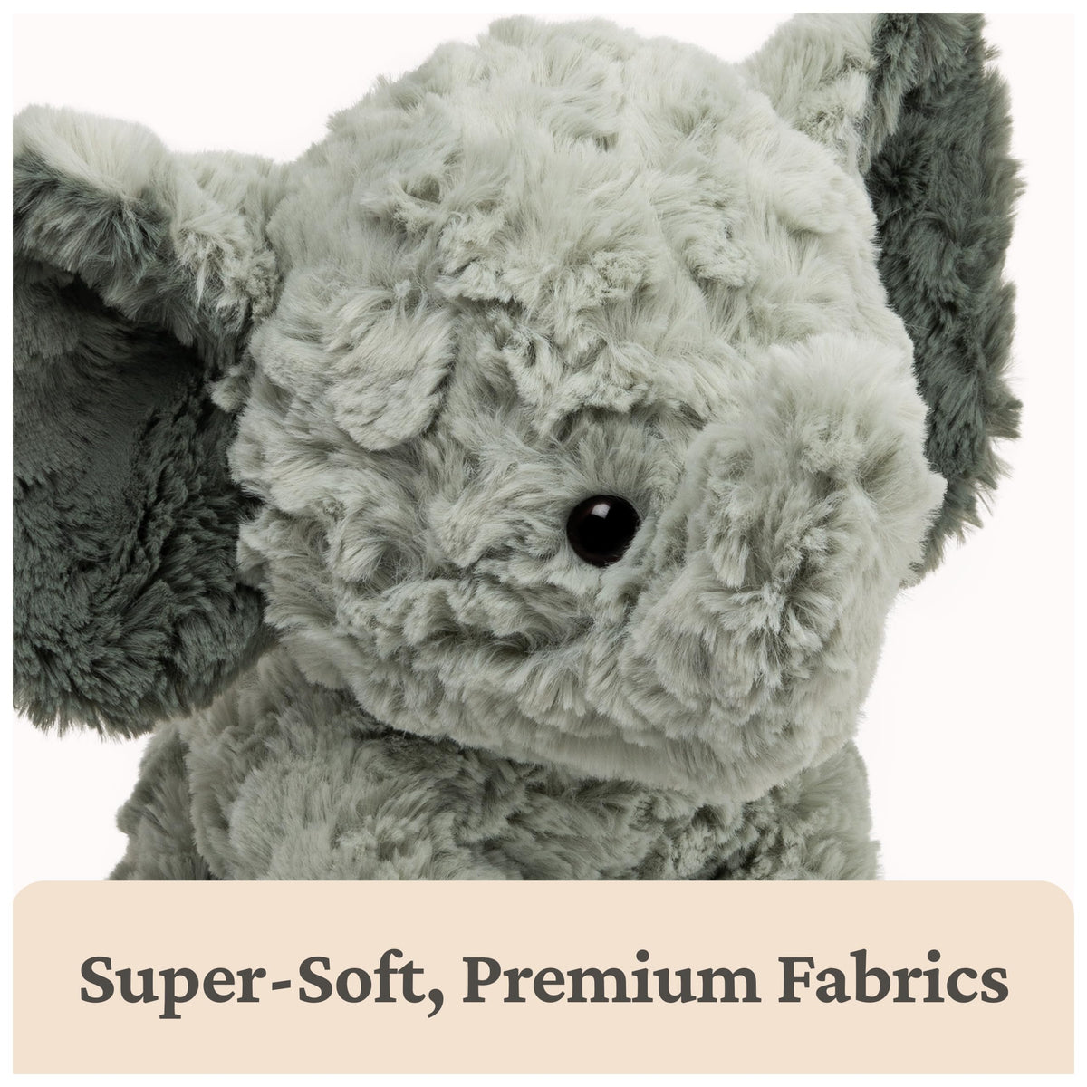 GUND Cozys Elephant fur texture close-up, rippled grey fur for cuddly feel.