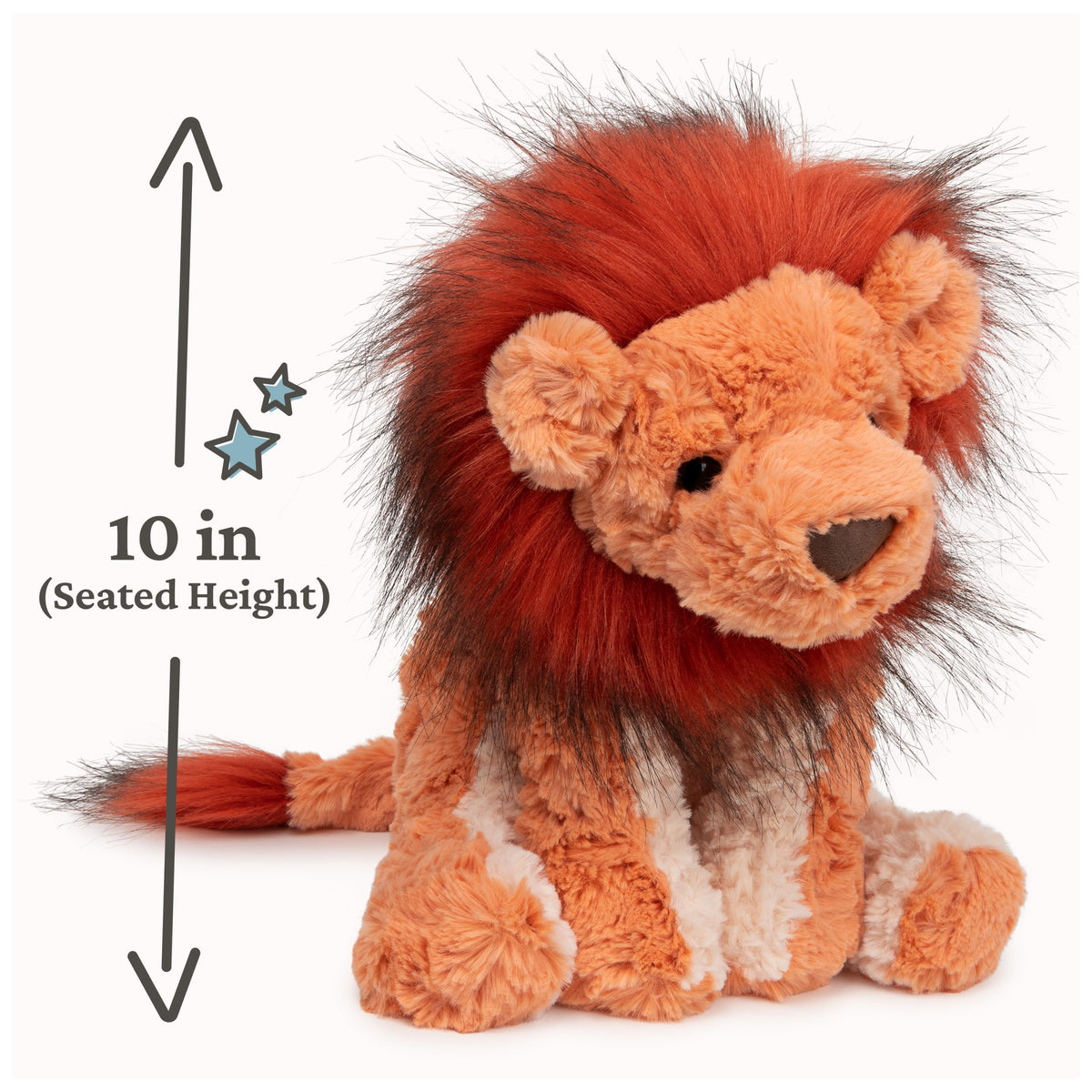 GUND Cozys Lion mane detail highlights rich orange and red textures for visual appeal.