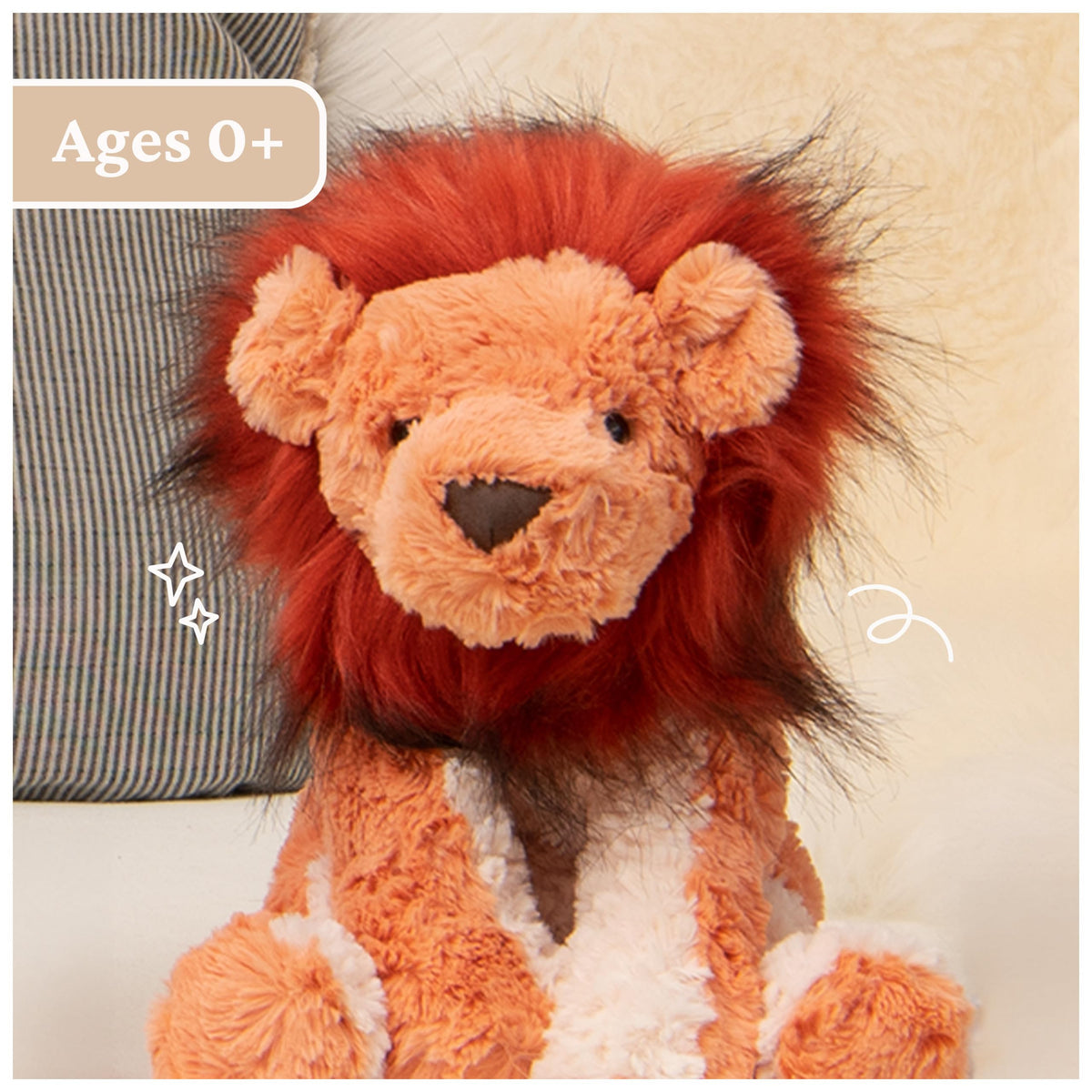 GUND Cozys Lion tail detail complements the realistic look and charm.