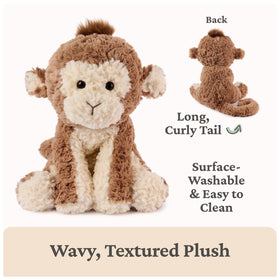GUND Cozys Monkey wispy head tuft adds character to playtime.