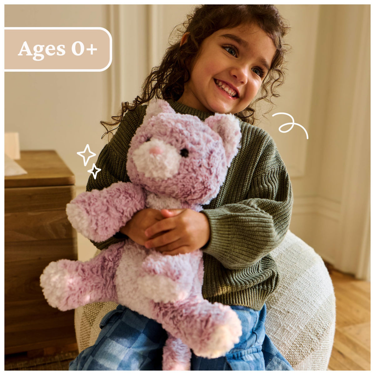 GUND Cozys lavender plush with rippled texture for grip.