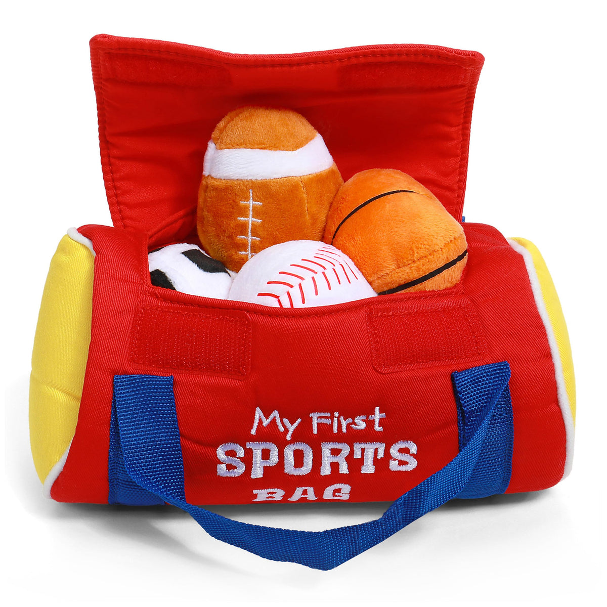 GUND crinkling soccer ball sensory toy stimulates hearing and exploration.
