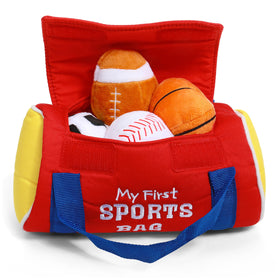 GUND crinkling soccer ball sensory toy stimulates hearing and exploration.