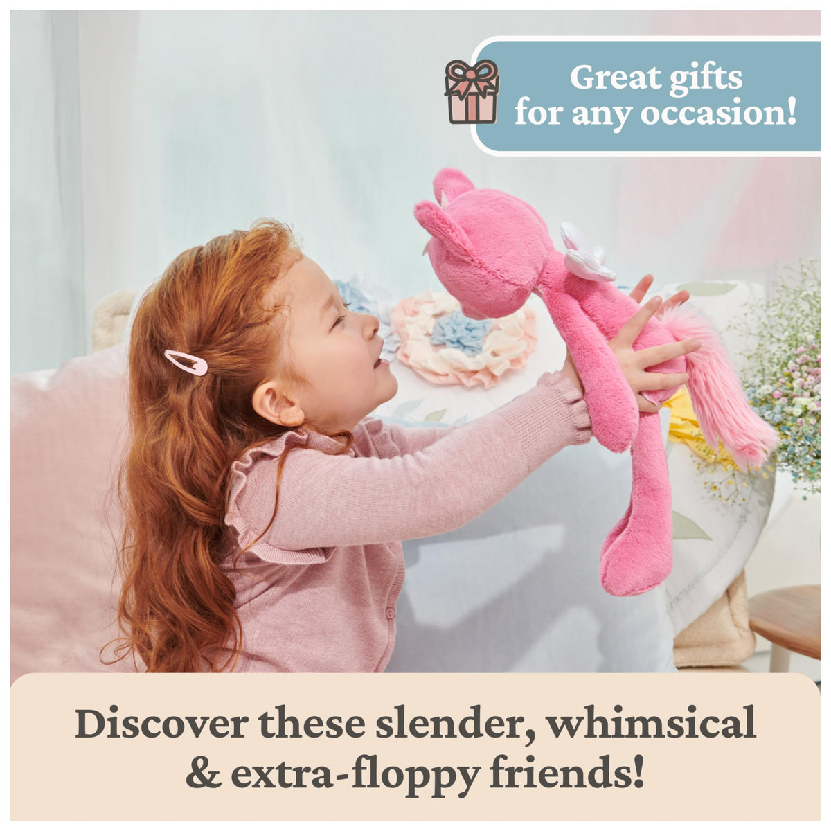 GUND Curtsy Bunny cream plush fur feels soft and durable.