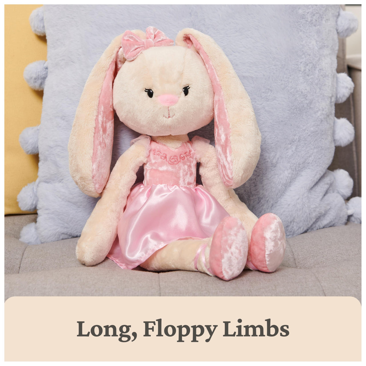 GUND Curtsy Bunny velvet leotard with embroidery invites pretend ballet recitals.