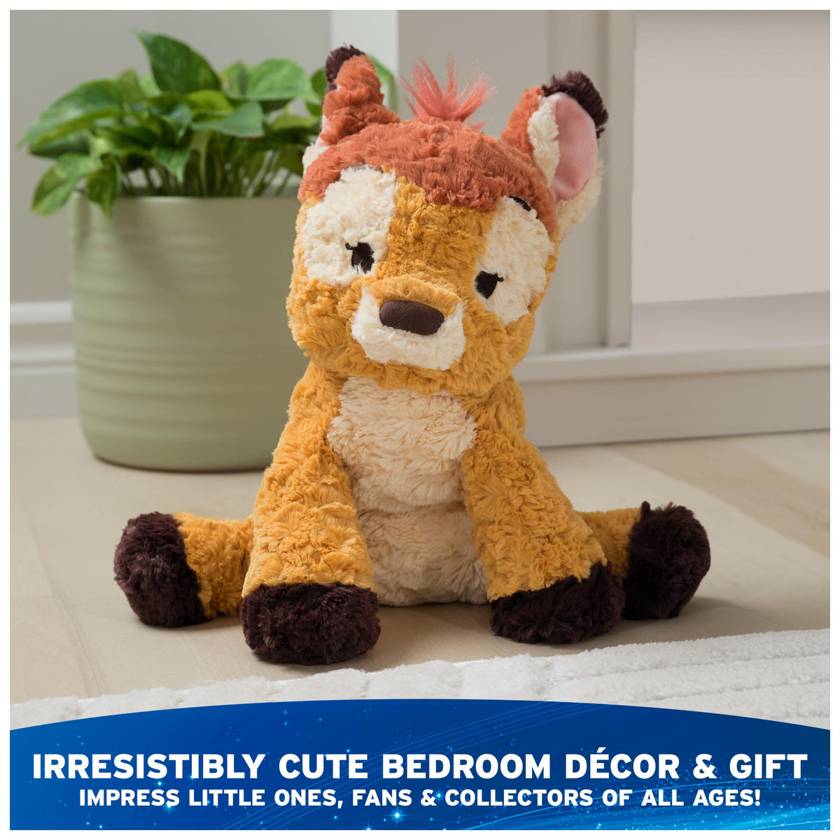 Bambi plush back with forest-style spotted pattern