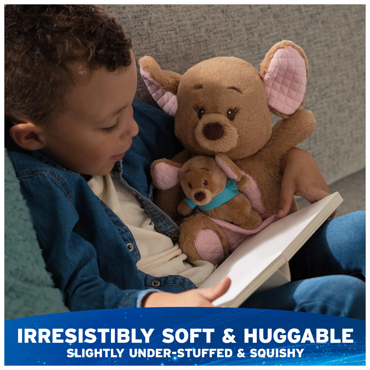 GUND Roo wearing blue t-shirt adds playful character detail.