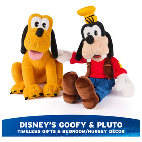 Full Pluto plush showing soft yellow fur and overall charm.