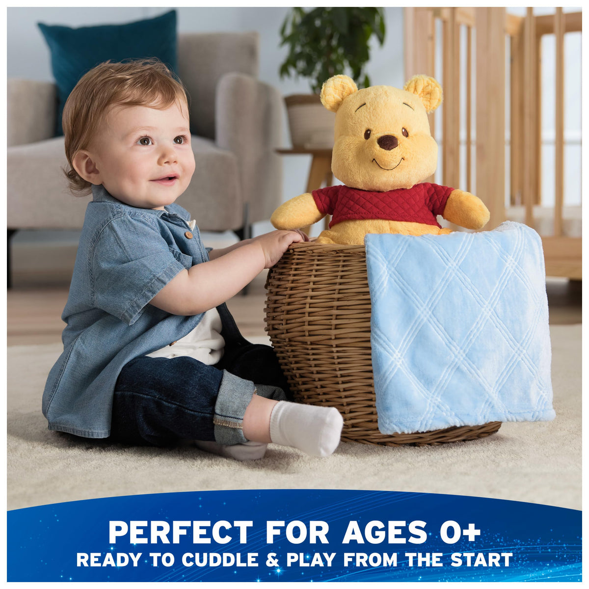GUND Pooh plush is machine washable for easy cleaning after adventures