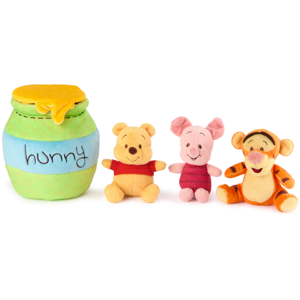 GUND Disney Winnie the Pooh 8in plush playset with honey pot for easy storage.
