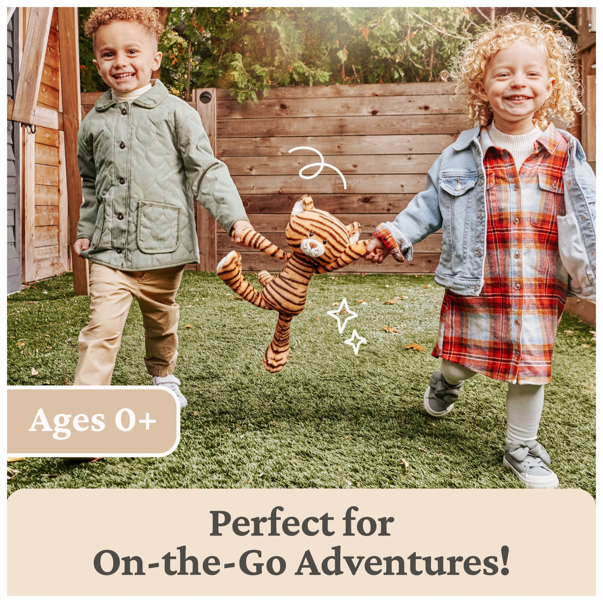 GUND Effe tiger plush is surface-washable for easy cleanup after adventures