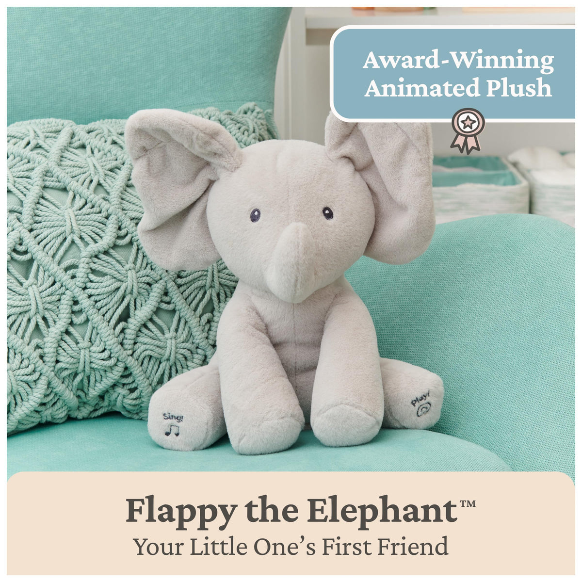 GUND Flappy is surface-washable for easy cleaning.