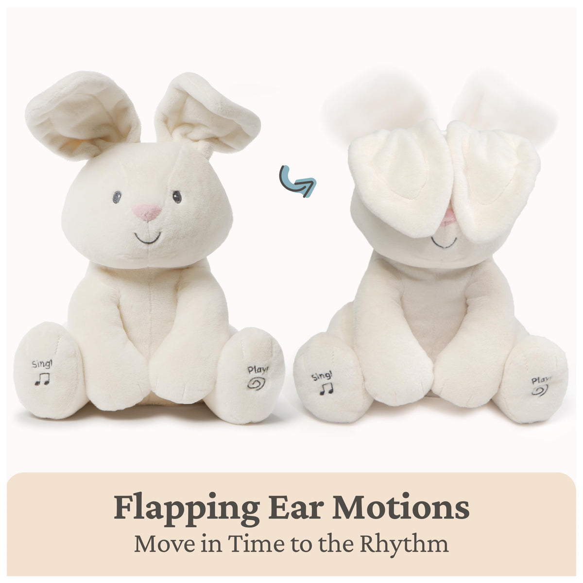 GUND Flora the Bunny ears, oversized and plush for interactive peek-a-boo