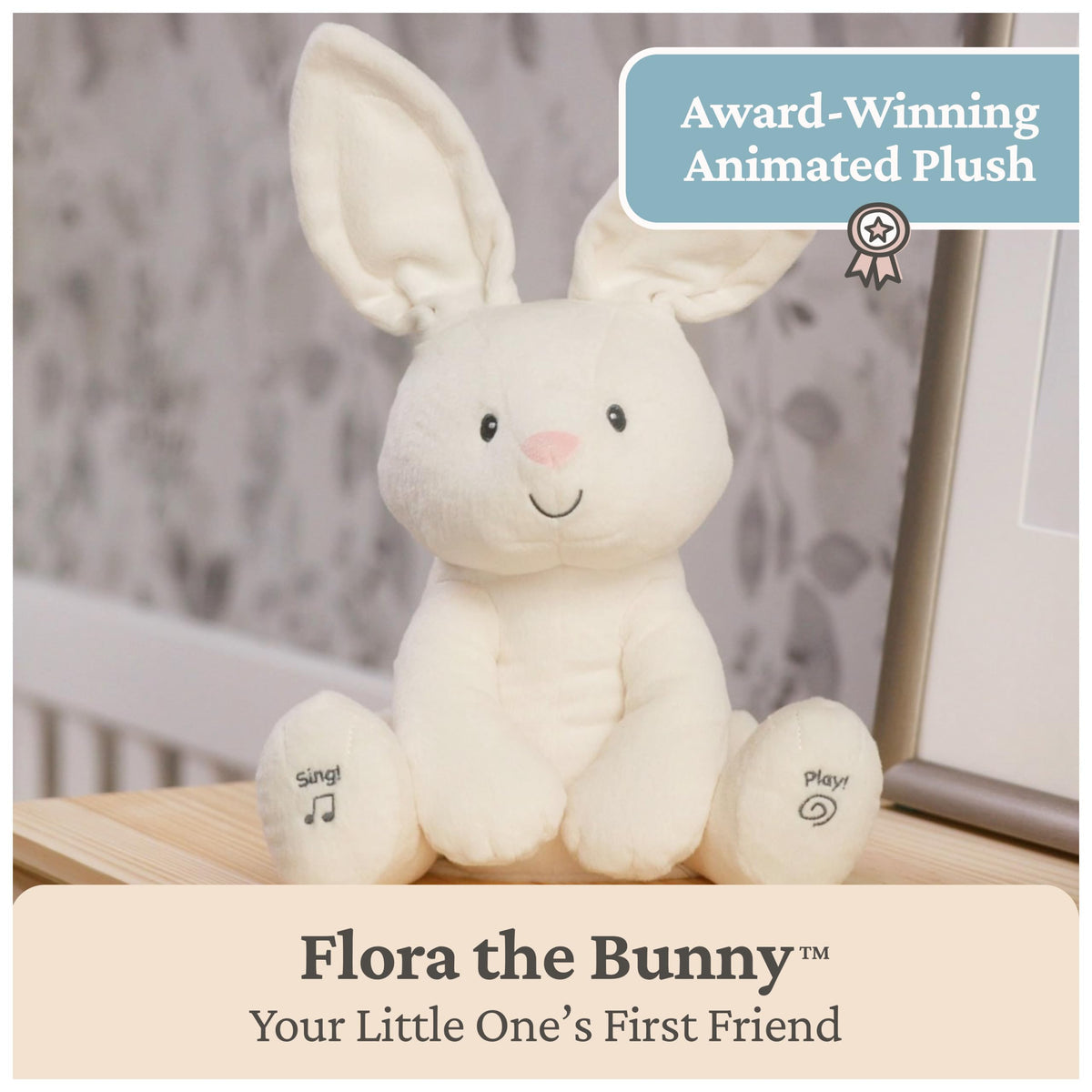 GUND Flora the Bunny embroidered details ensure baby-safe durable design