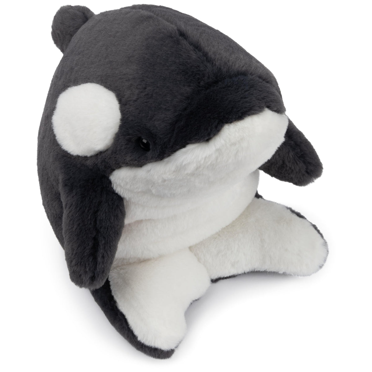 GUND Flynn Orca Whale Plush with curved hug design for eye contact cuddles