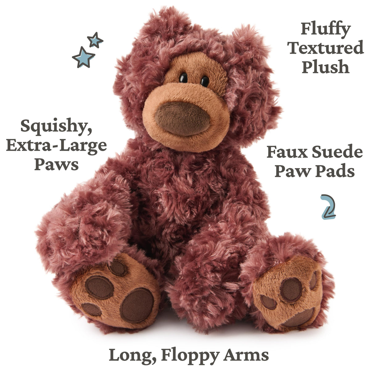Philbin teddy paw pads and soft plush detail for tactile hugs