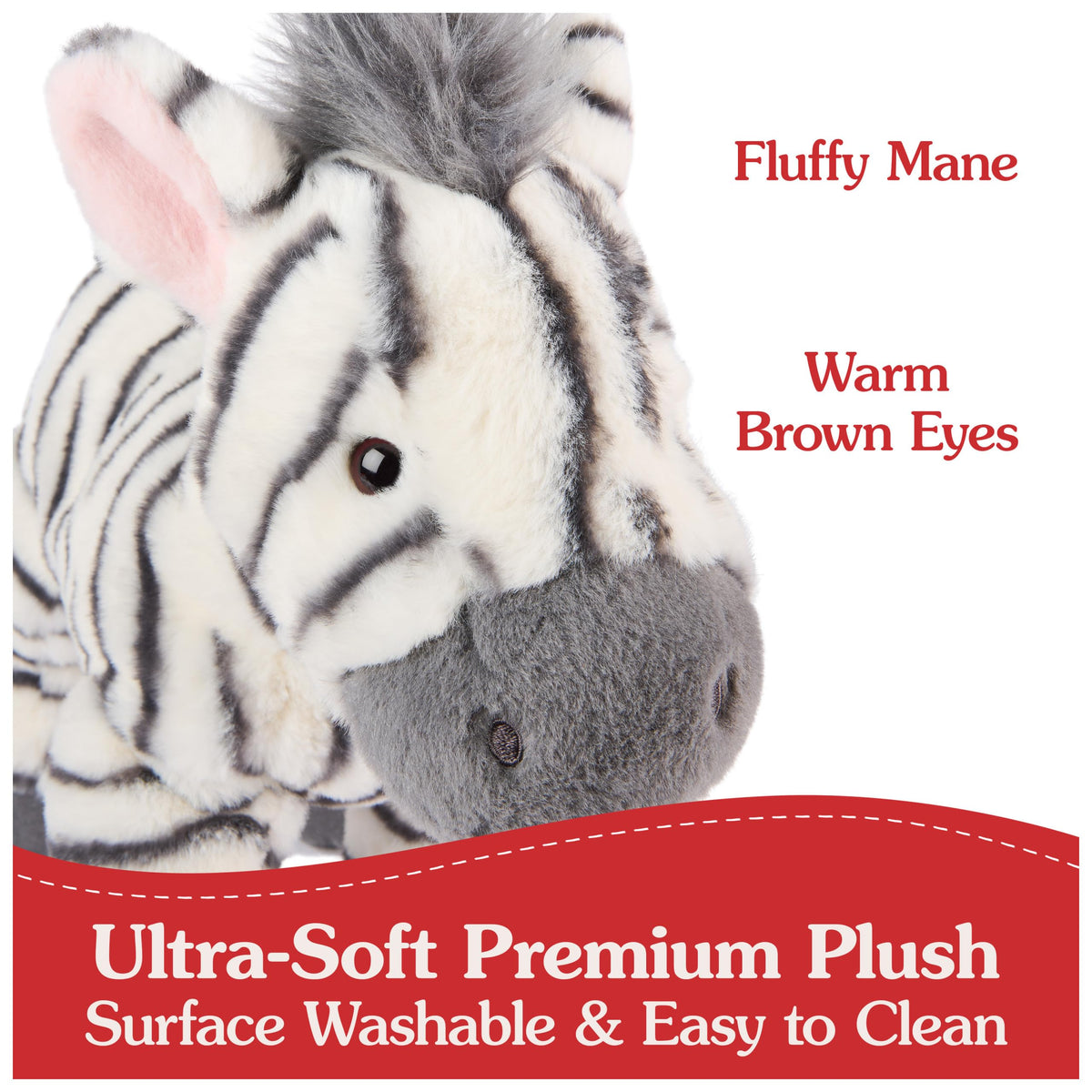 GUND Gemma Zebra Plush charcoal-cream stripes for classic look