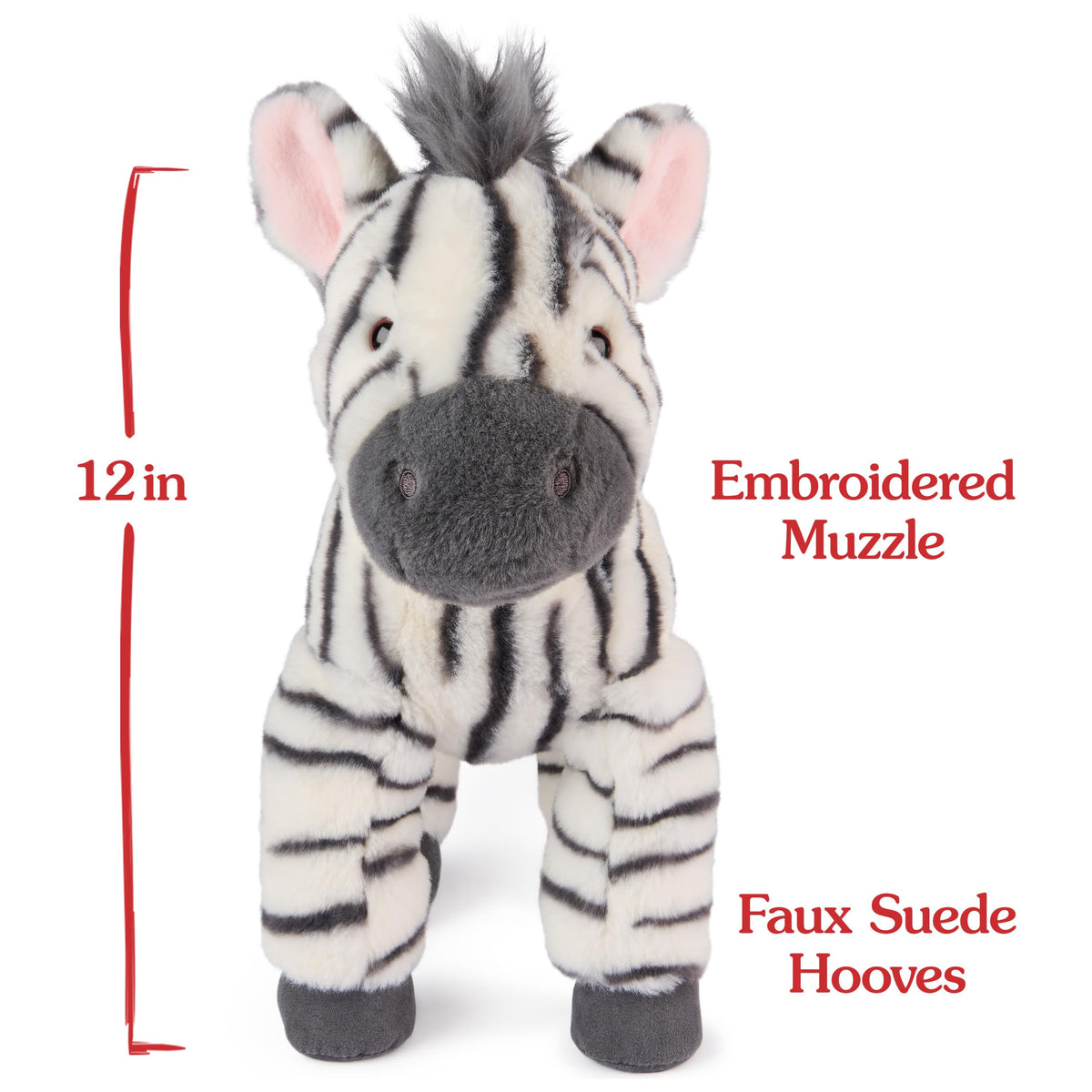 GUND Gemma Zebra Plush sits or lies flat for versatile display