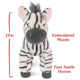 GUND Gemma Zebra Plush sits or lies flat for versatile display