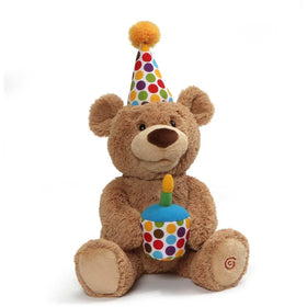 GUND Happy Birthday Bear animated plush singing with party hat