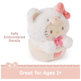 Hello Kitty latte bear with brown embroidered details for charming aesthetics.