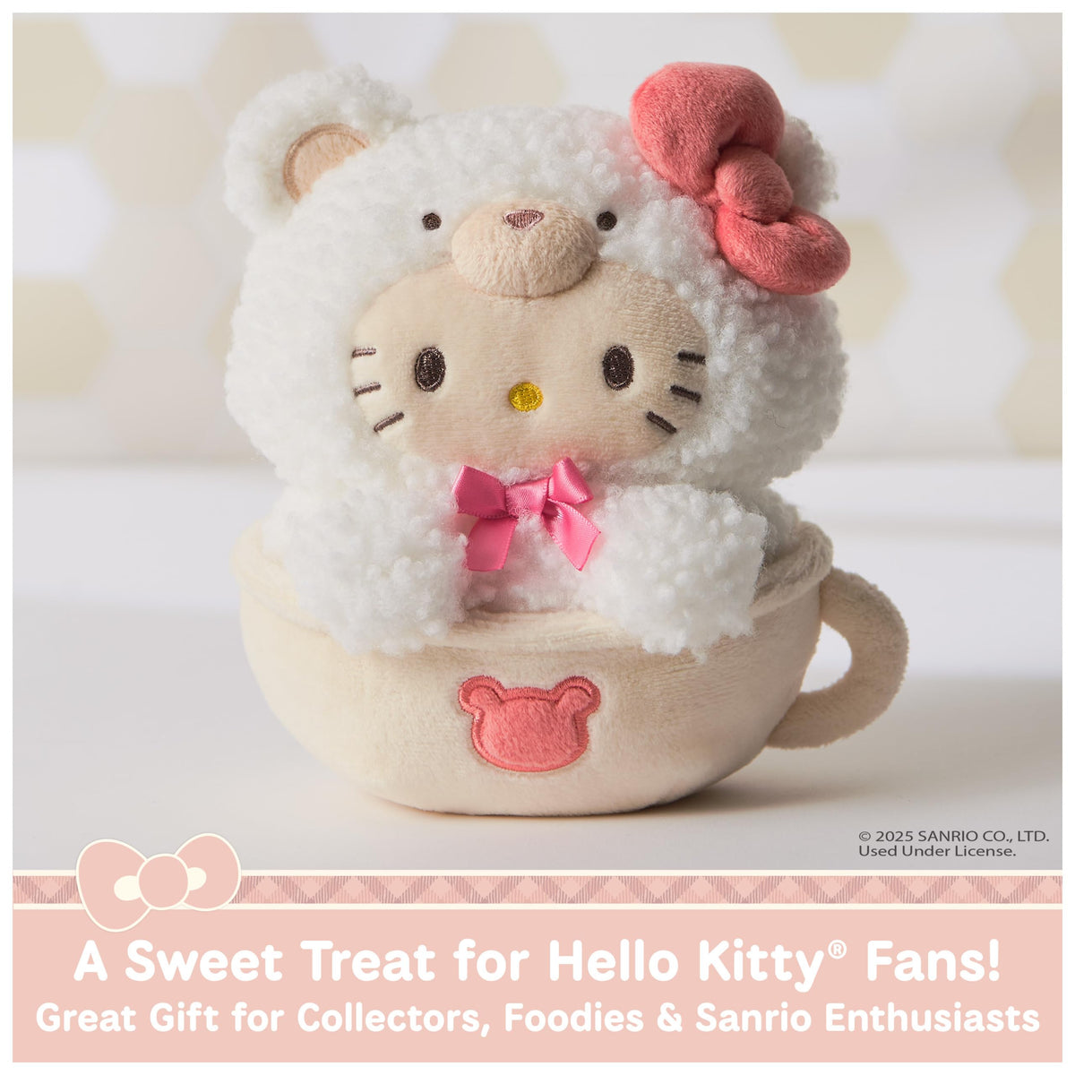 GUND Hello Kitty Cafe Latte 6-inch plush ideal for cuddling and collectability.