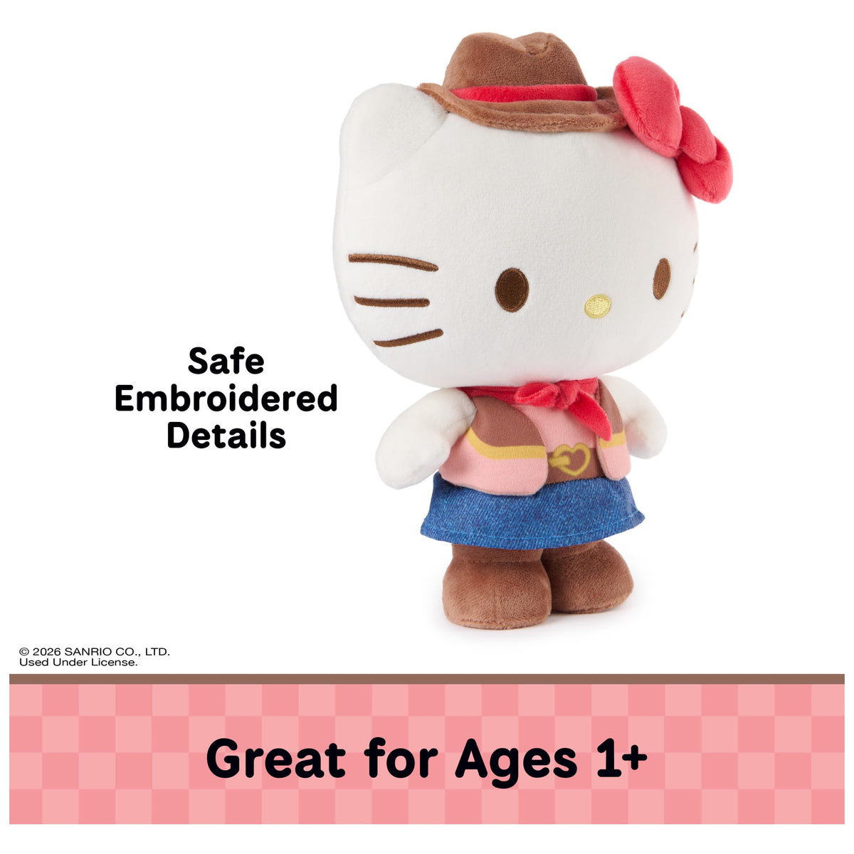 GUND Hello Kitty plush with red bandana invites imaginative rodeo adventures.