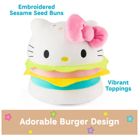 GUND Hello Kitty Hamburger Plush bun embroidery features sesame seed stitching