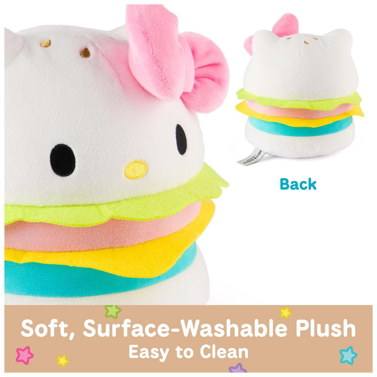GUND Hello Kitty Hamburger Plush soft texture invites cozy cuddling