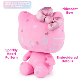GUND Hello Kitty iridescent bow detail adds charm for shelf decor.